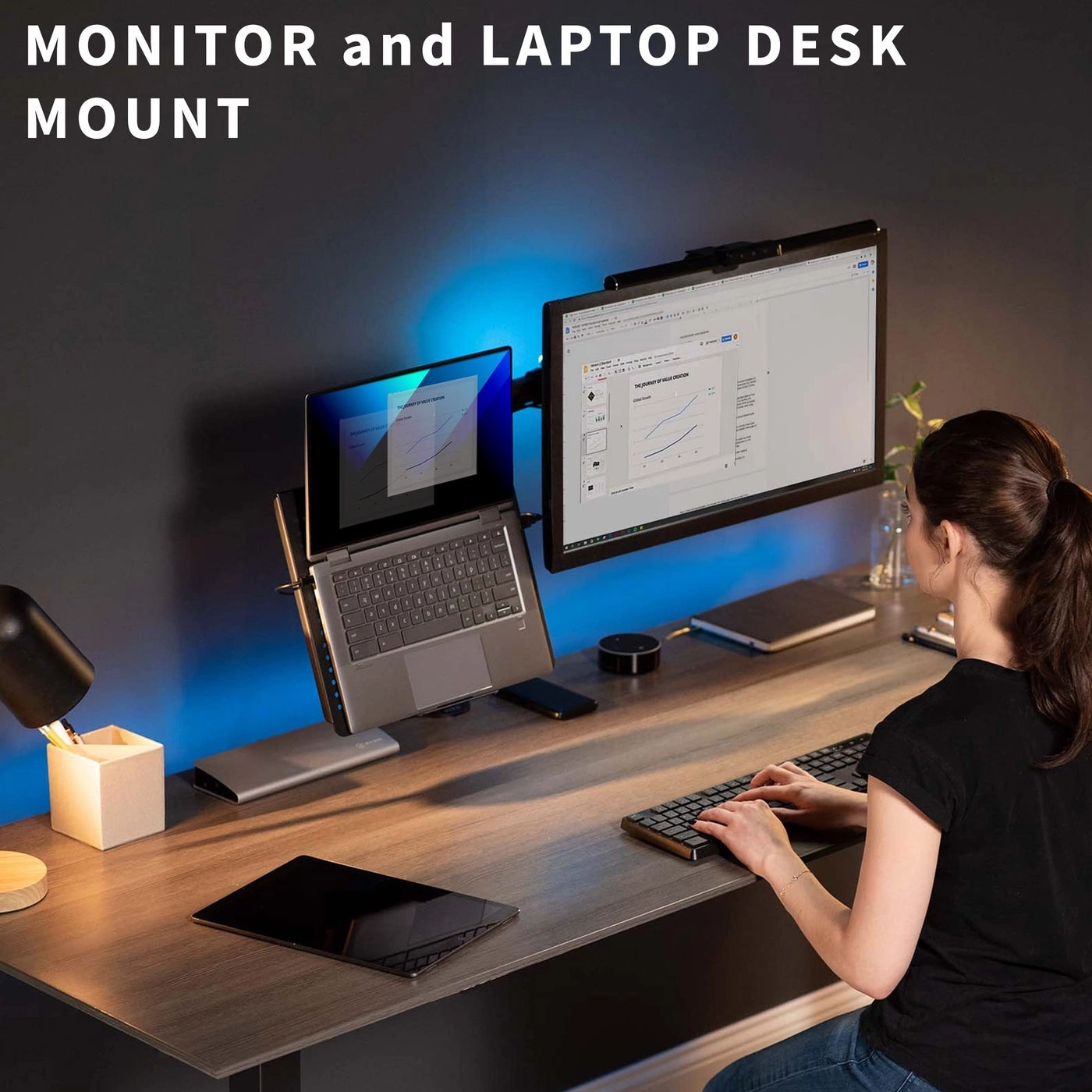 Single Computer Monitor and Laptop Desk Mount - Single 13 to 32 inch