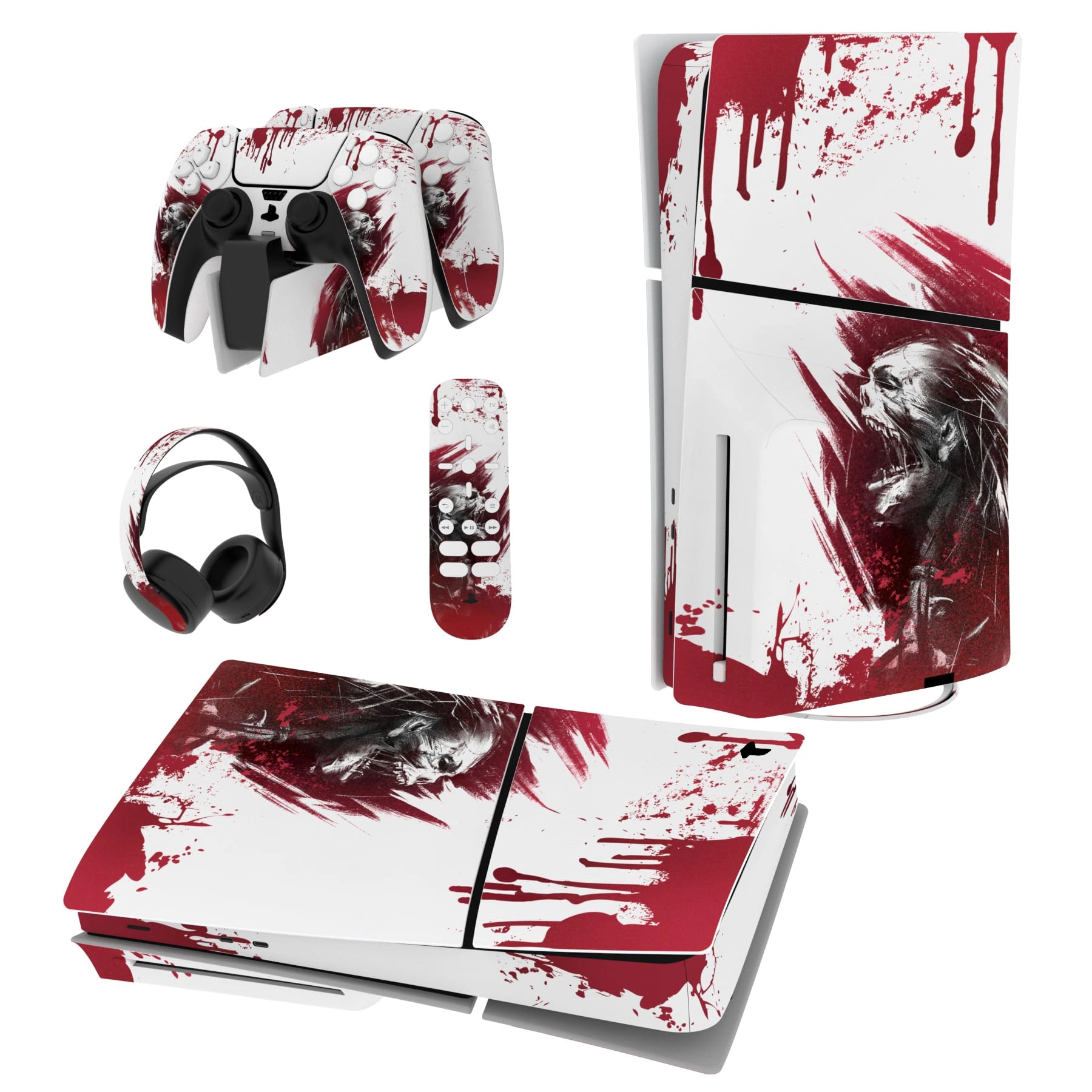 playvital Skin Stickers for PS5 Slim - Vinyl Blood Zombie