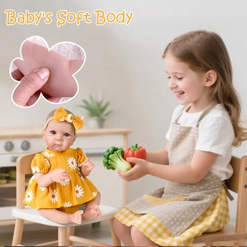 Reborn Baby Doll - 20-inch Vinyl Soft Cloth Body Girl Ages 3+