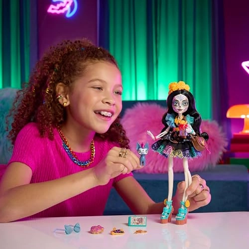 Skelita Calaveras Doll - Papel Picado Dress Dog Candelita Ages 4+