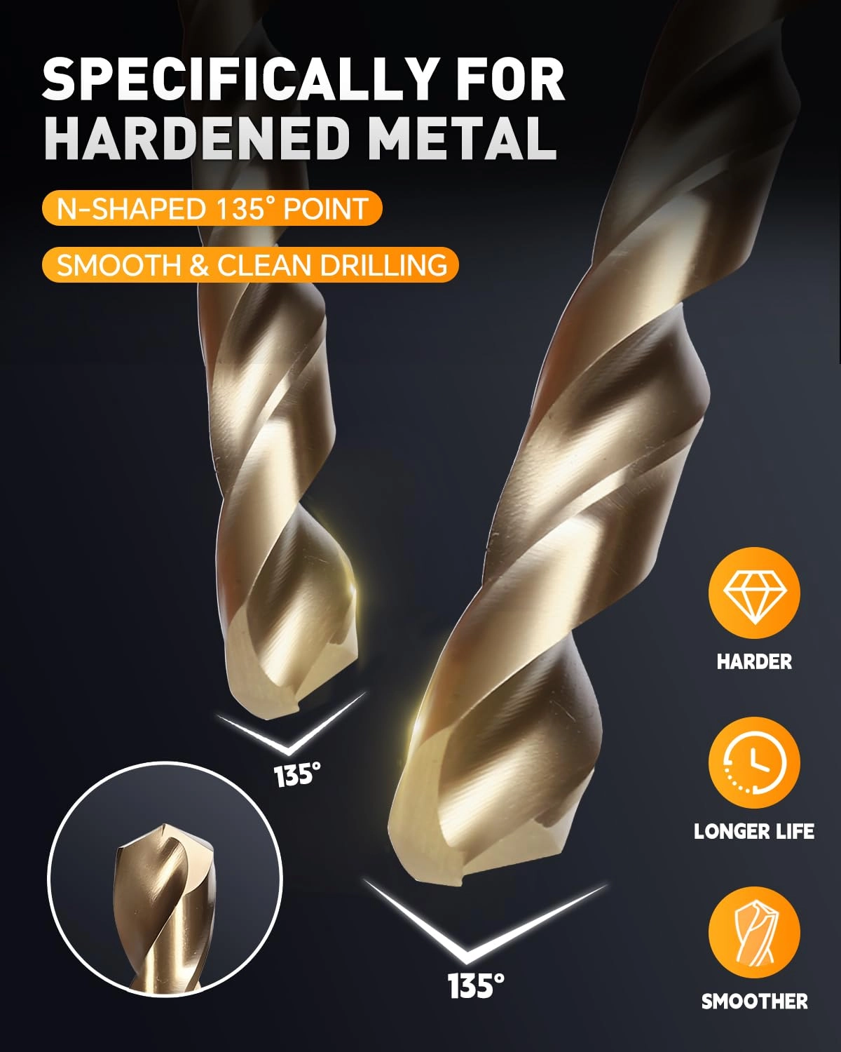 Cobalt Drill Bit Set - M35 High Speed Steel 21Pcs 1/16"-3/8"