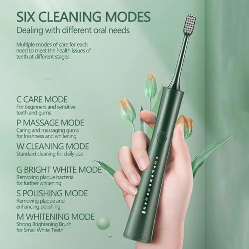 Electric Toothbrush - 32000 movements per minute 6 Modes 5 Brush Heads