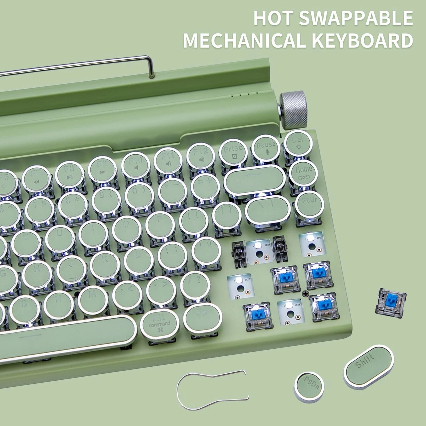 LED Backlit Retro Mechanical Keyboard - Bluetooth