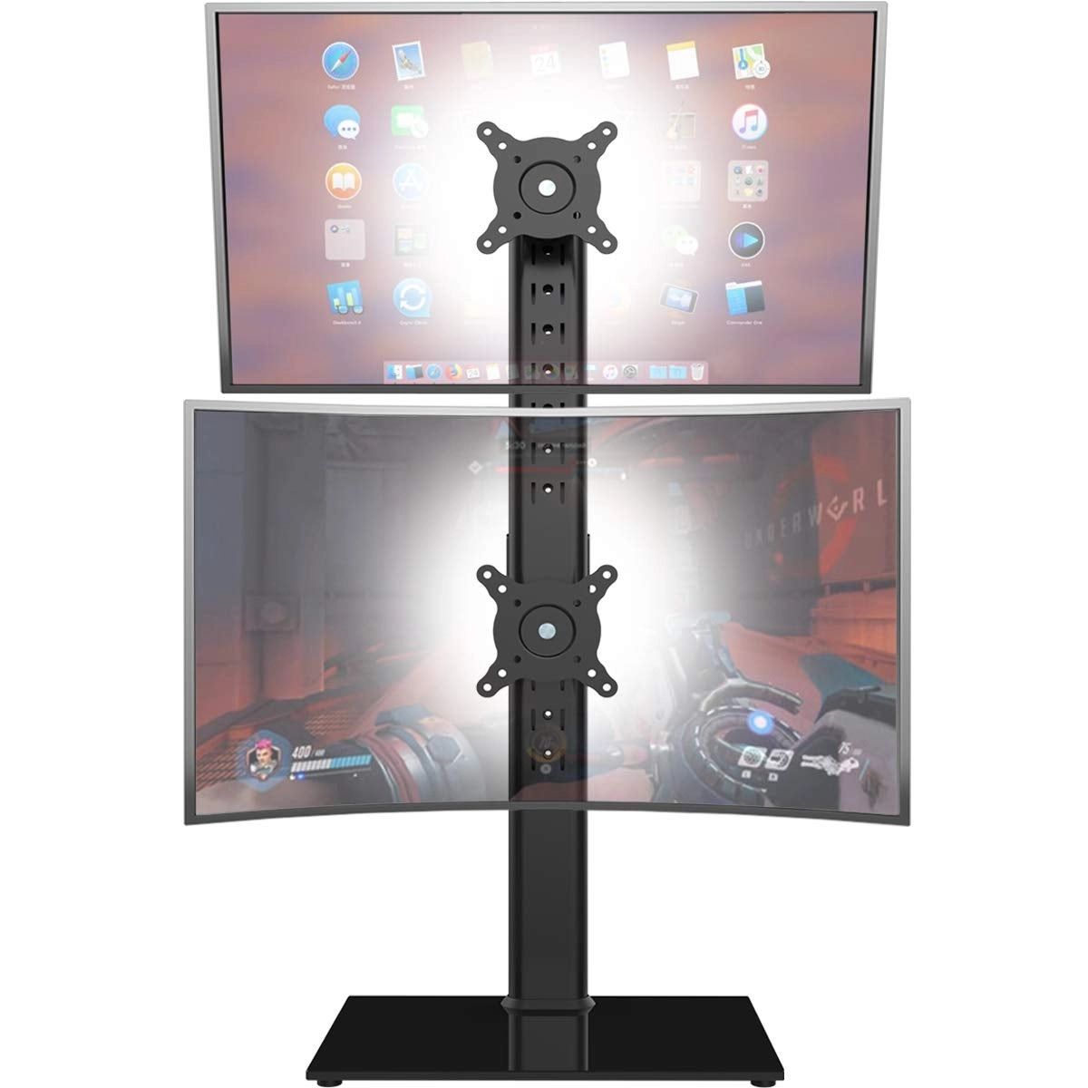 Hemudu Dual Monitor Stand - two 13" to 34" 50x50mm 75x75mm 100x100mm