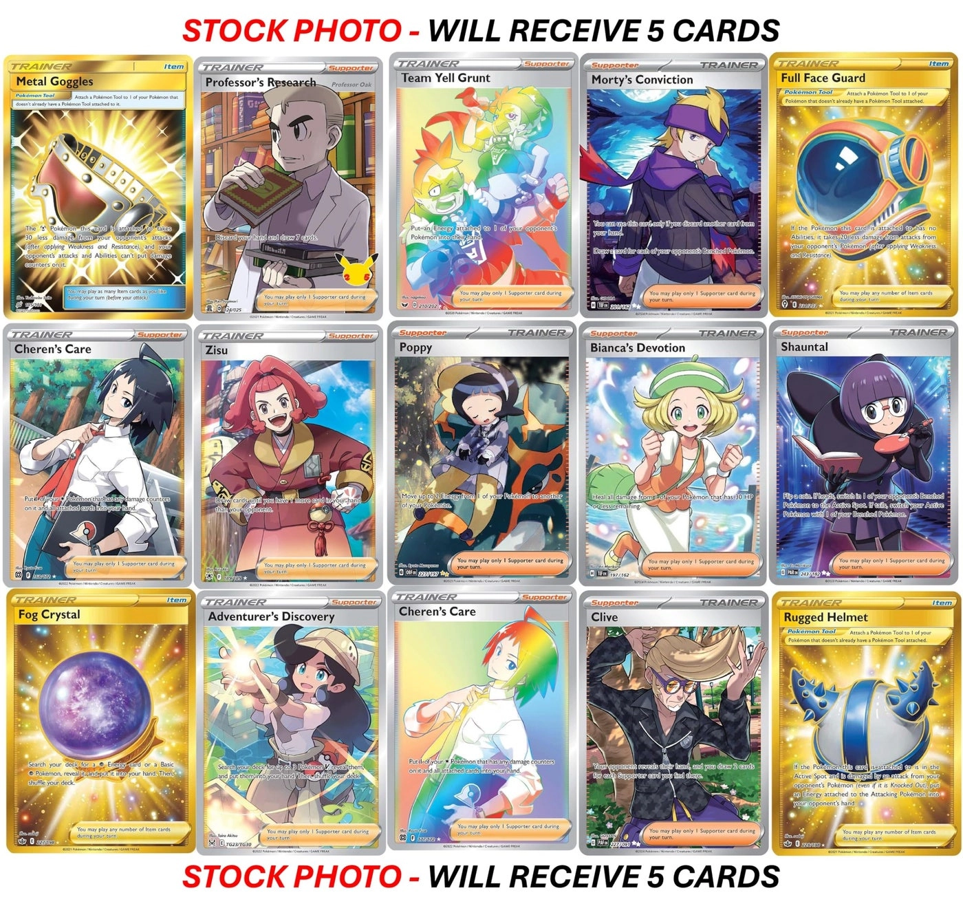 Full Art Trainer Card Lot - 5pcs