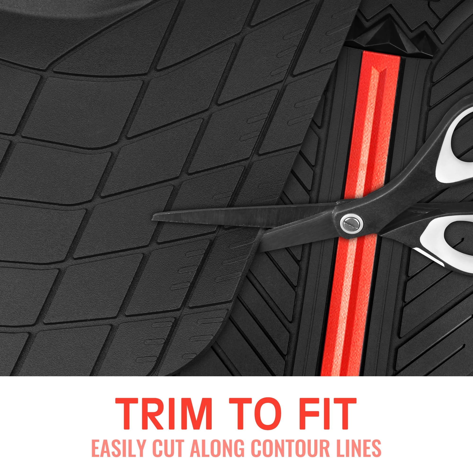 Rubber Floor Mats - All Weather Trim-to-Fit 3-Piece