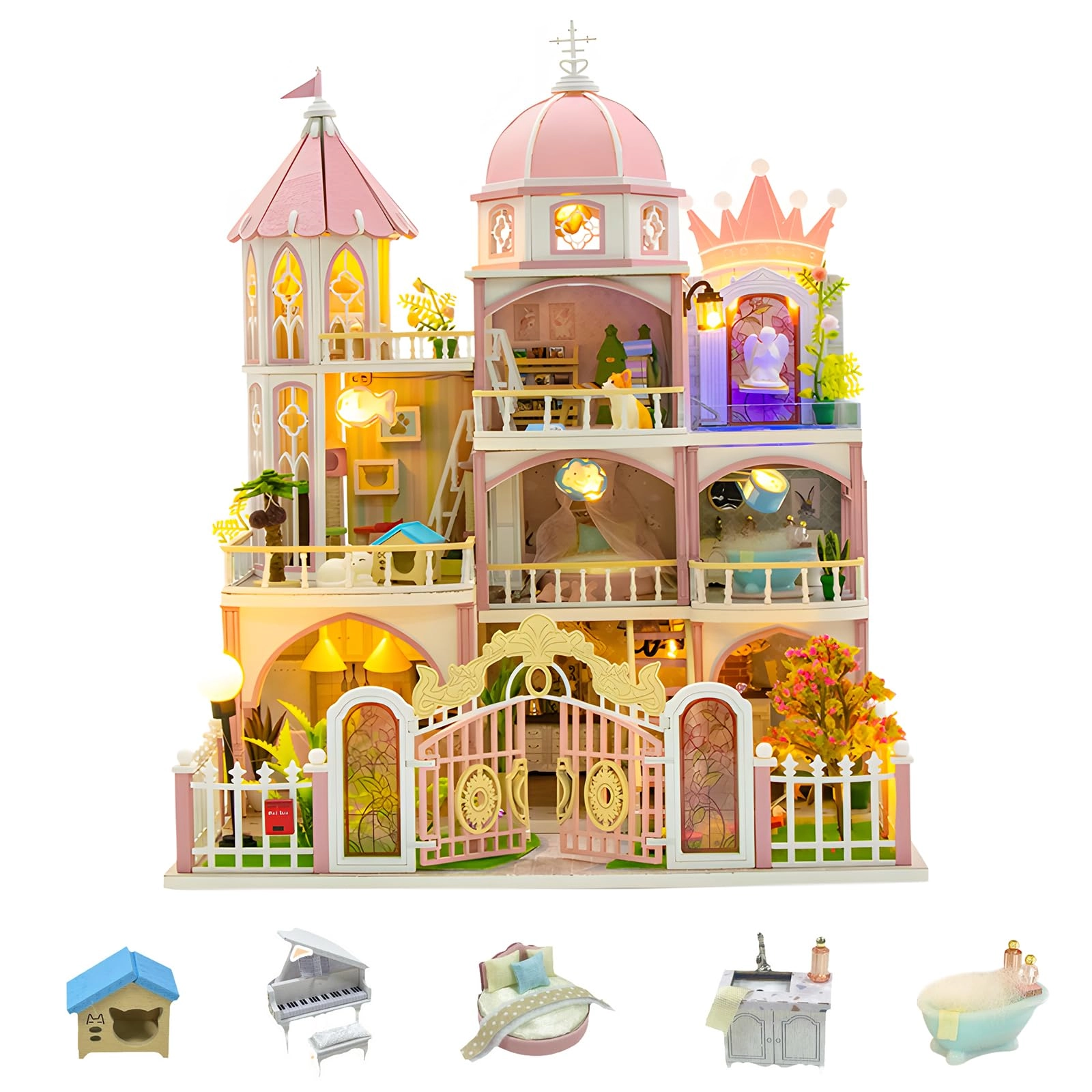 PINYUE Miniature Dollhouse Kit - Fairy-tale Manor
