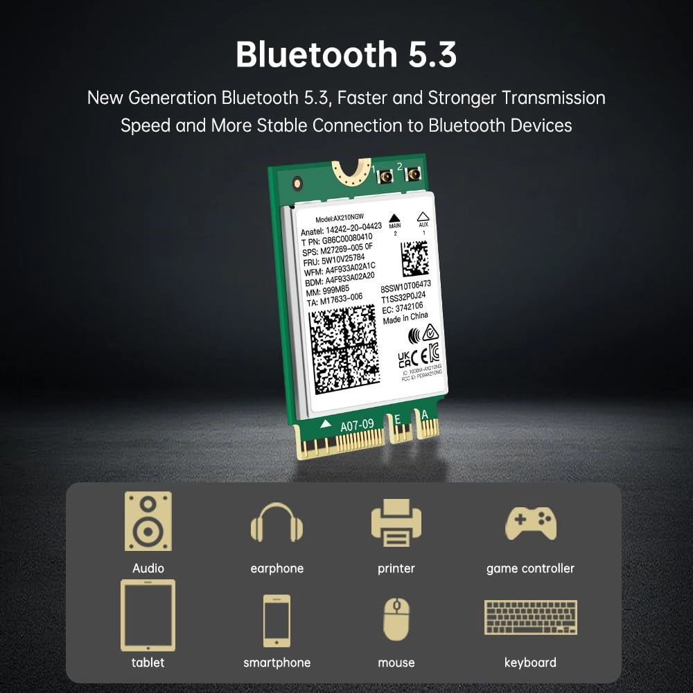 AX210NGW - Tri-Band M.2 2230 Wi-Fi 6E