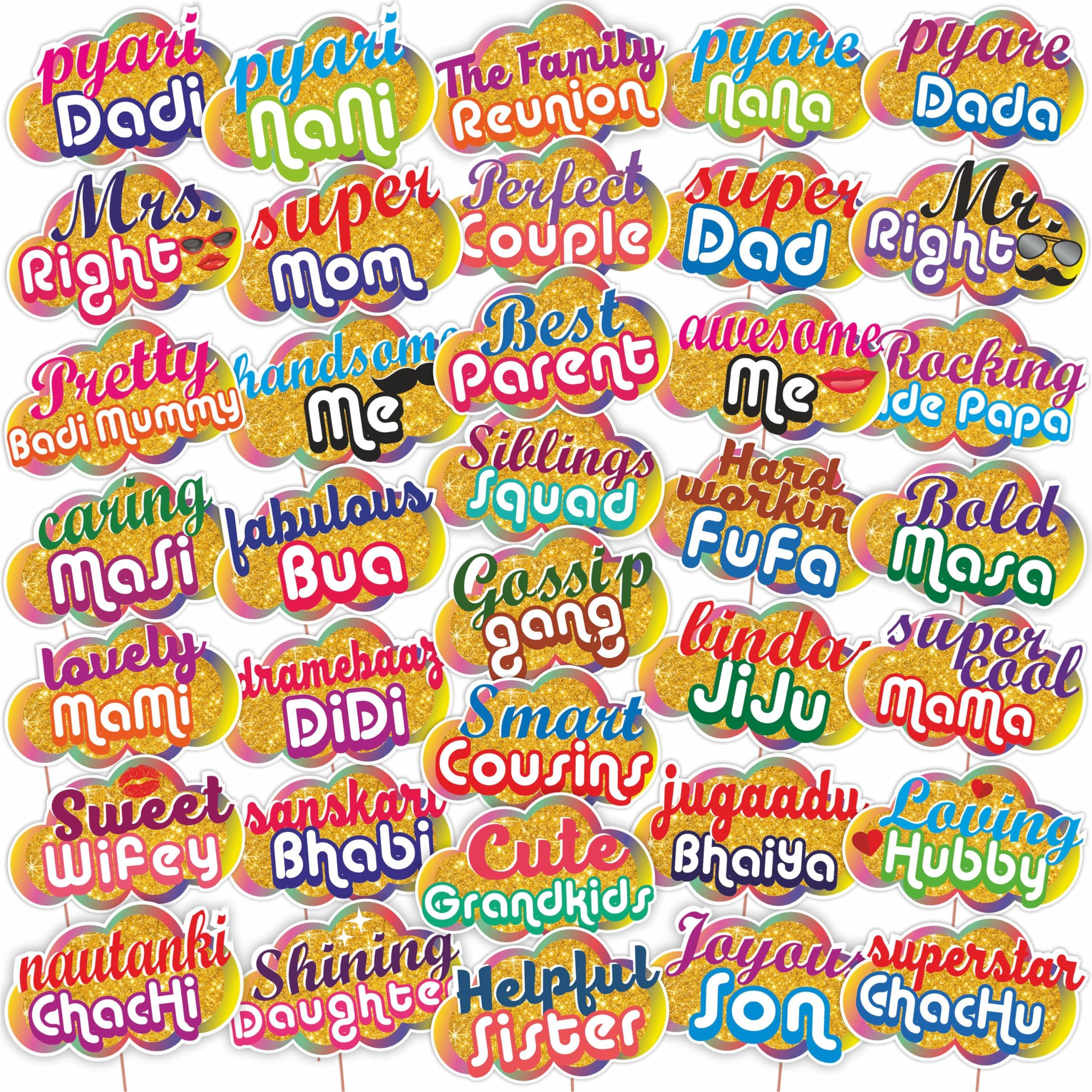 Discount Retail, Discount Retail All Occasion Indian Family Photo Booth Props - 36 Pcs