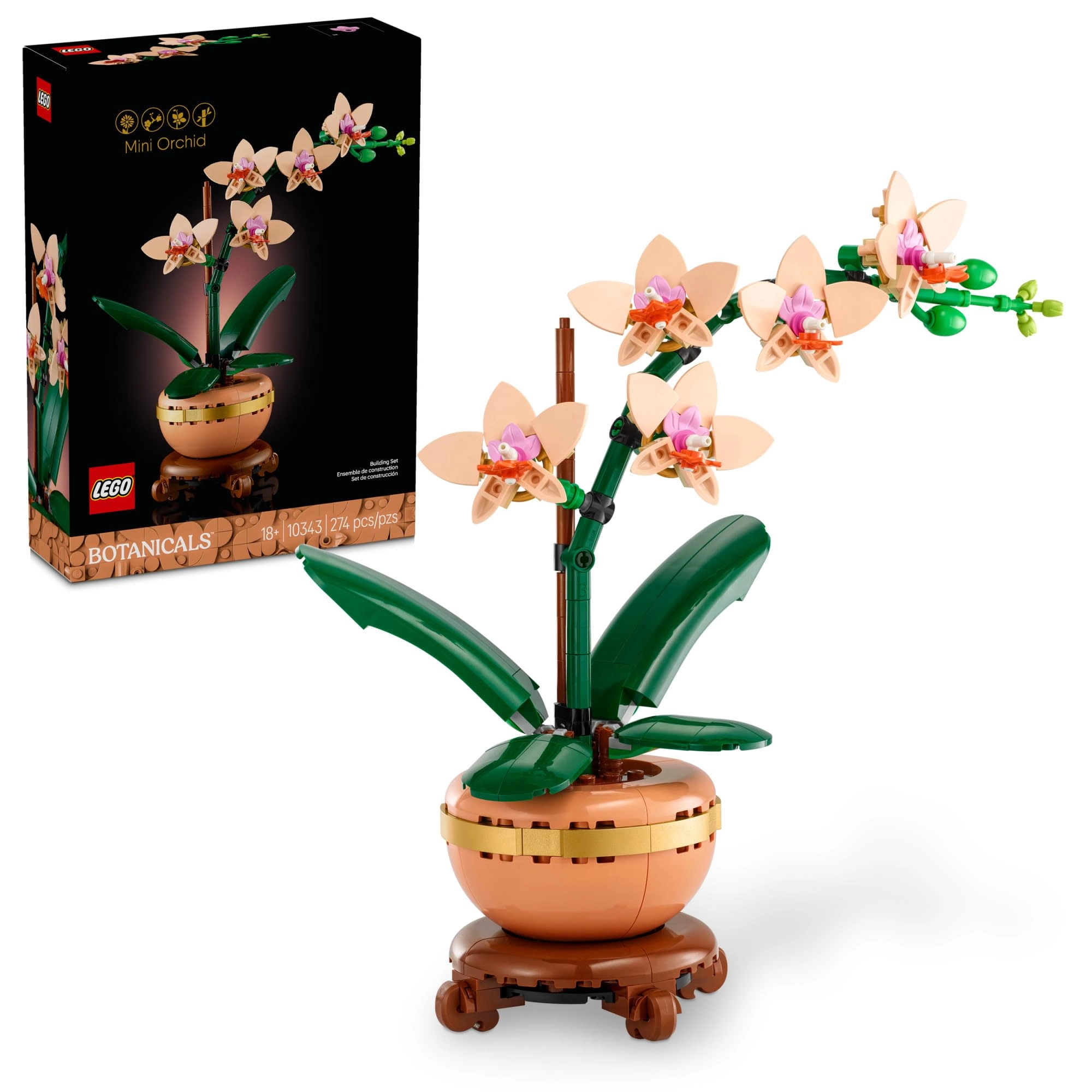 LEGO Botanicals Mini Orchid (10343) - Artificial Flowers Terracotta Pot