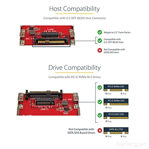 M.2 to U.2 Adapter - M.2 PCIe NVMe Red