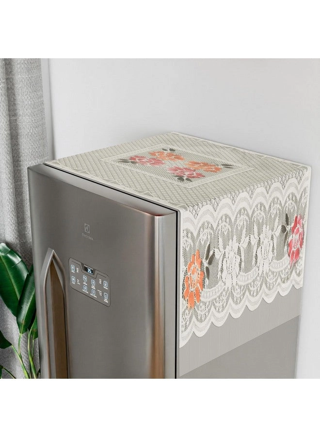 Fridge Top Cover - Net Jhalar Cotton Cream
