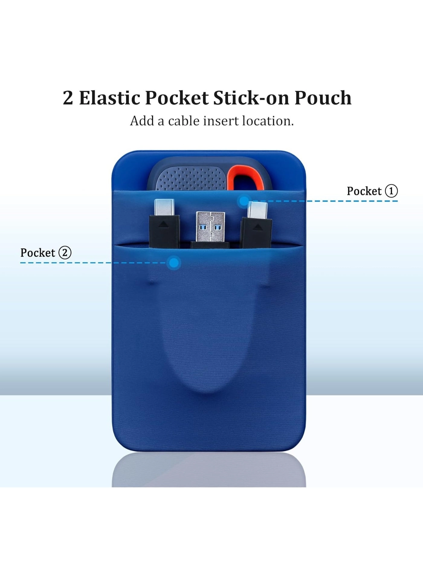 Portable External Hard Drive Sleeve - 2.5" Fit Reusable Adhesive Pen Loop