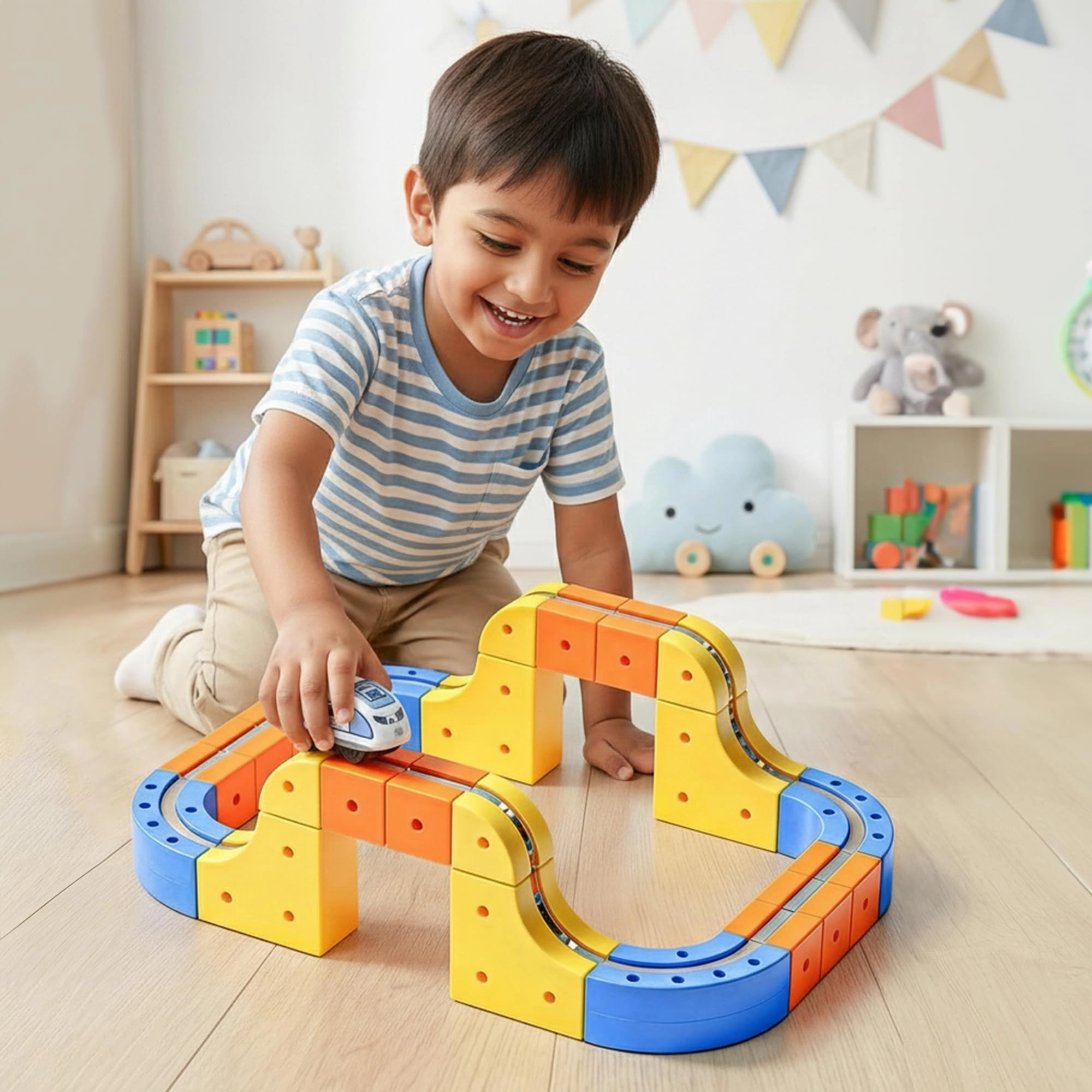 Happy Cheeks Private Limited., Happy Cheeks Private Limited. Magnetic Train Track Set - 70 pcs