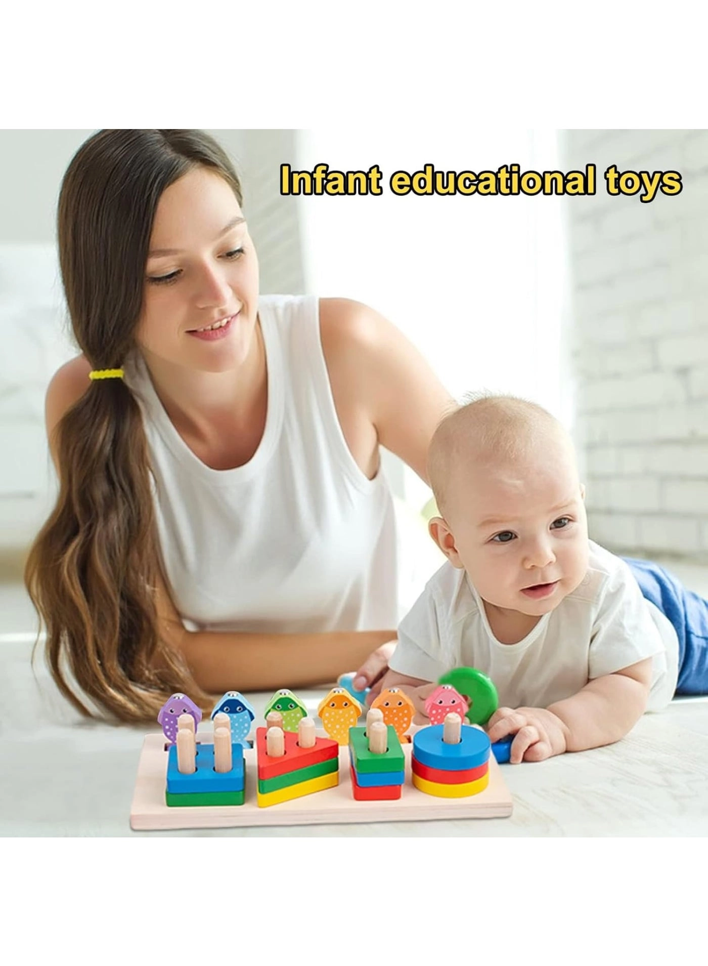 Rainbow Stacker - Wooden Shape Sorting Toddler Learning