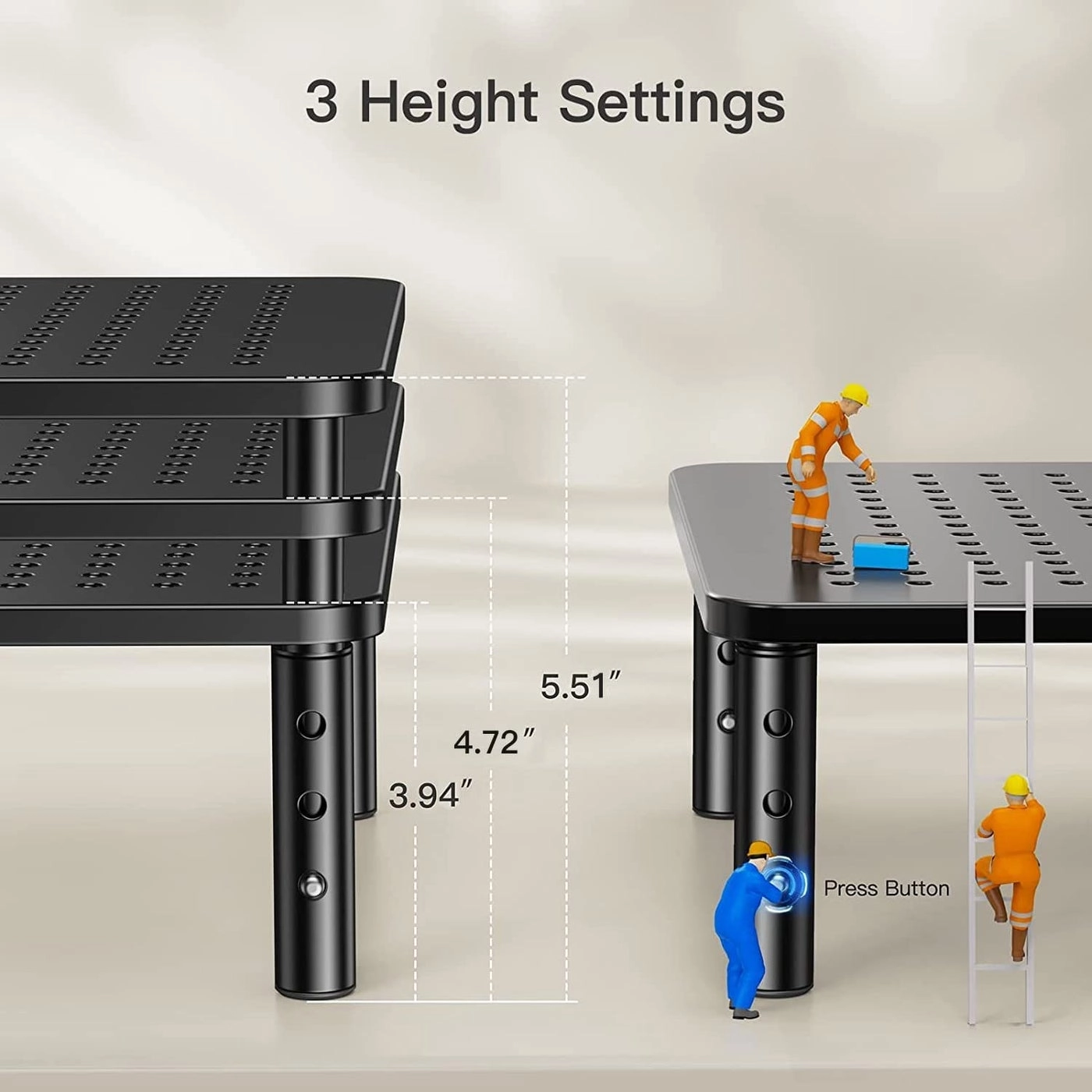 Monitor Stand - Height Adjustable 2 Monitors Pack