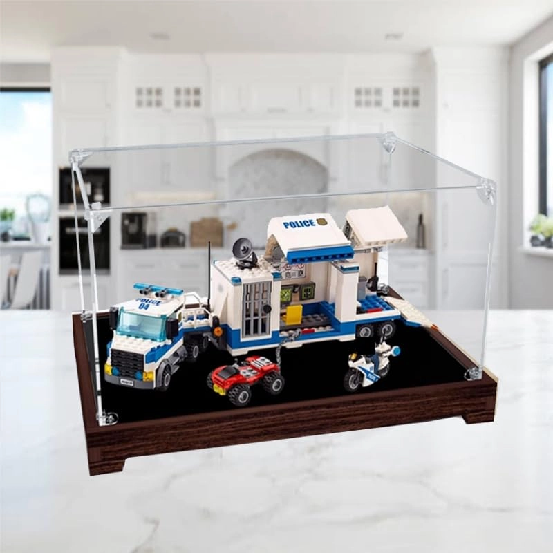 Display Case (60139) - Clear Acrylic Walnut Bottom