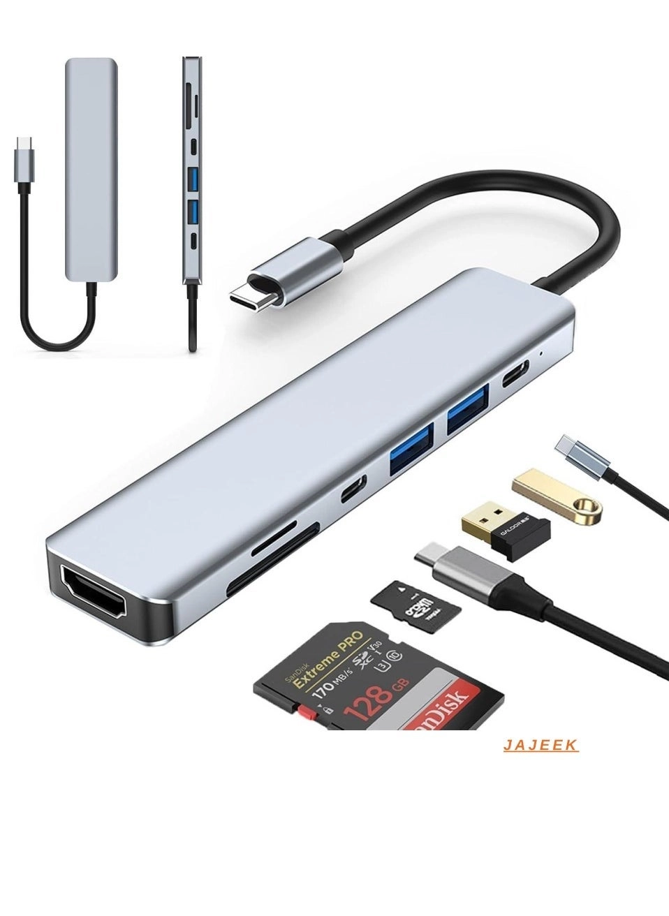 JAJEEK USB C Hub - 4K HDMI 100W PD SD/TF Card Reader