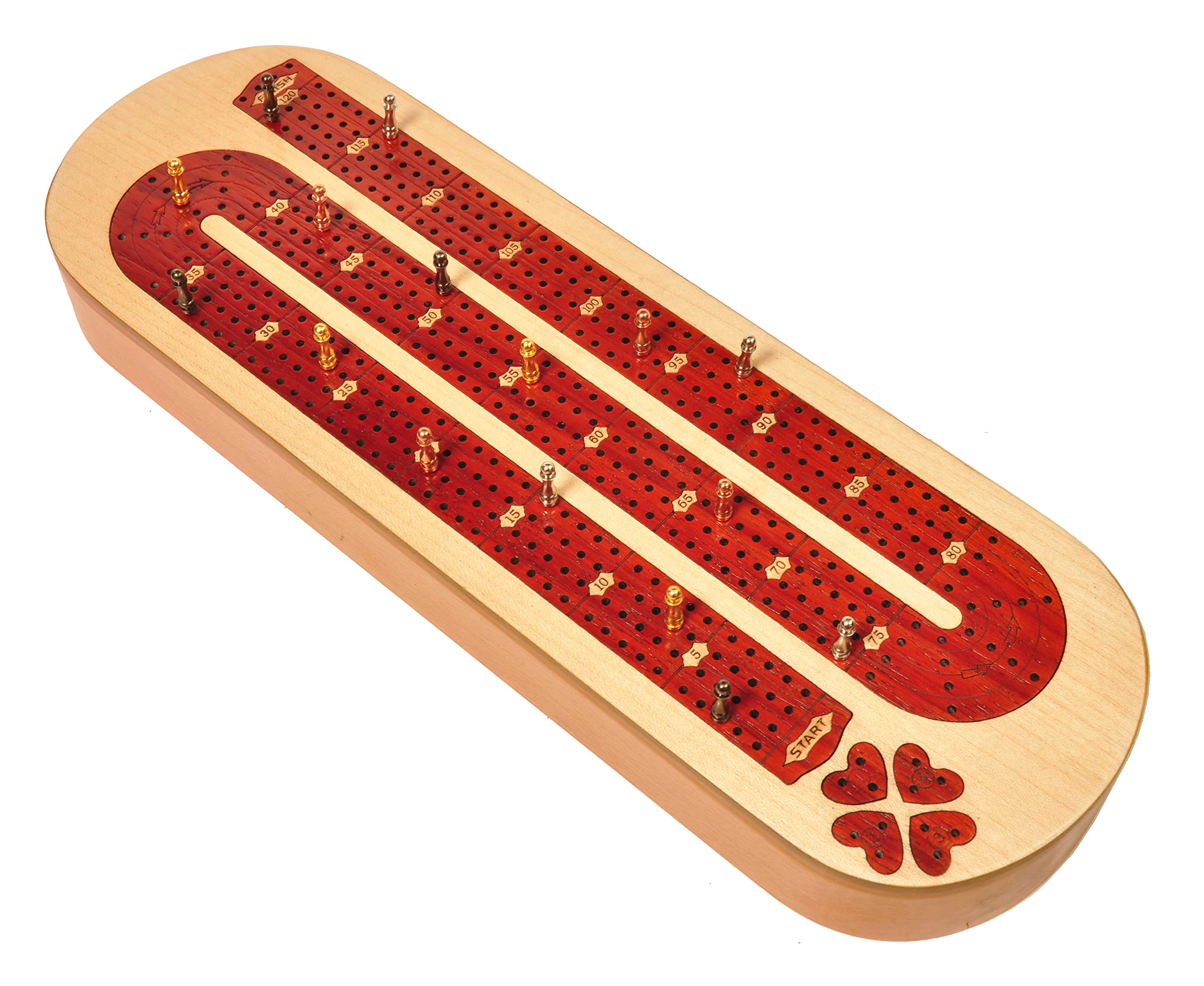 PALM ROYAL HANDICRAFTS Continuous 4 Track Cribbage Board - Blood Wood Maple Wood