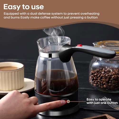 Turkish Glass Coffee Maker - Foldable Handle Portable Electric