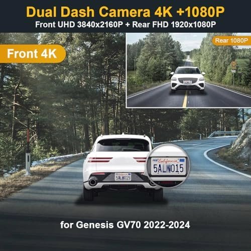 4K Front and 1080P Rear 3840 X 2160 pixels for Genesis GV70 2022-2024