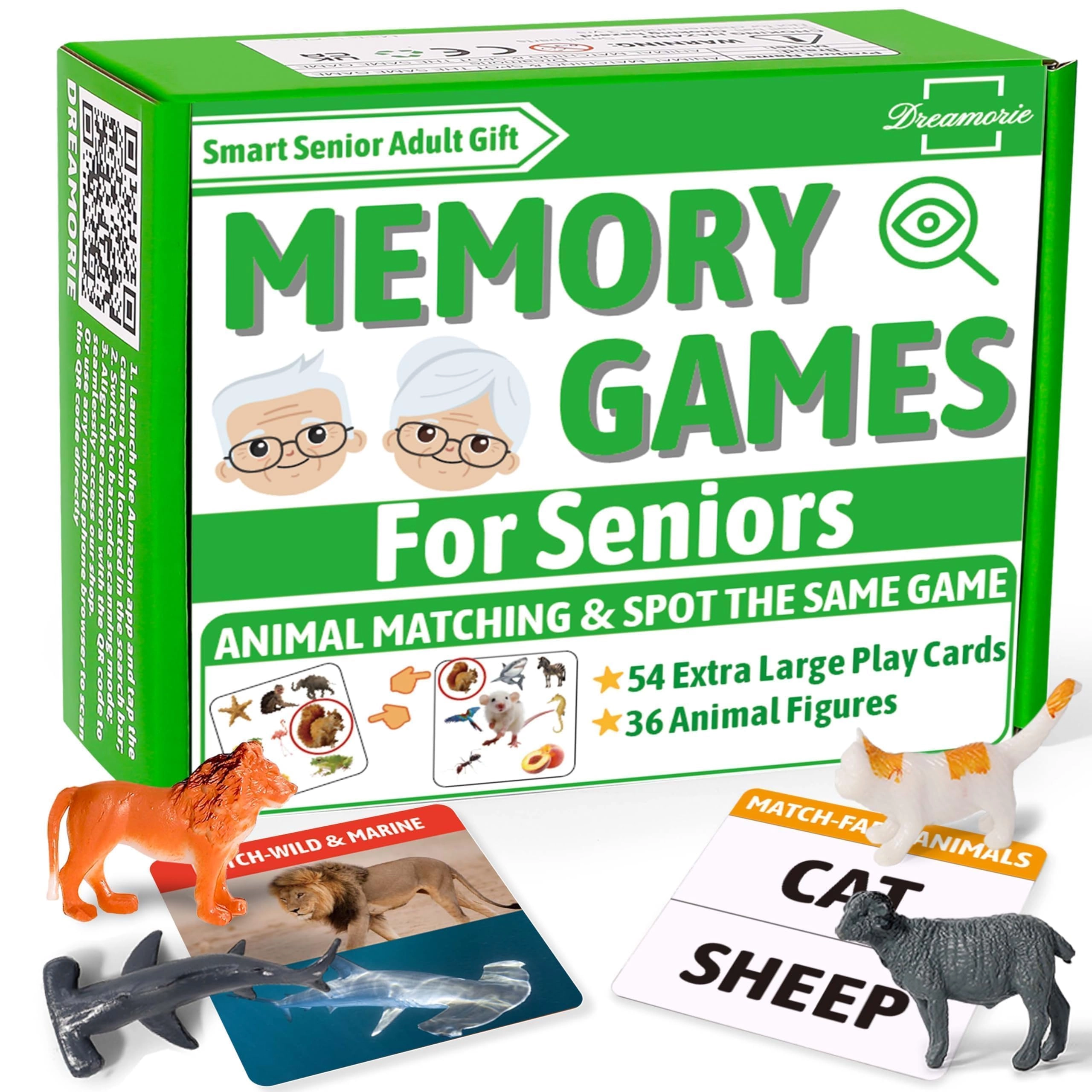 DREAMORIE 2-in-1 Matching Game - 36 realistic animal figures 54 cards