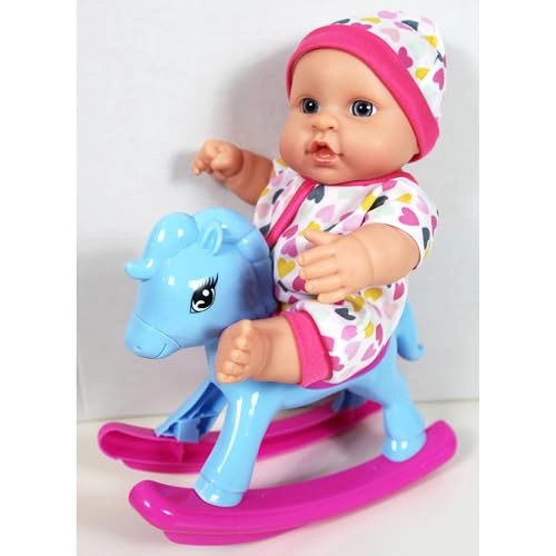 Baby Doll - 8" pink outfit + Scooter + Pushchair - Foldable + Rocking Chair + Highchair