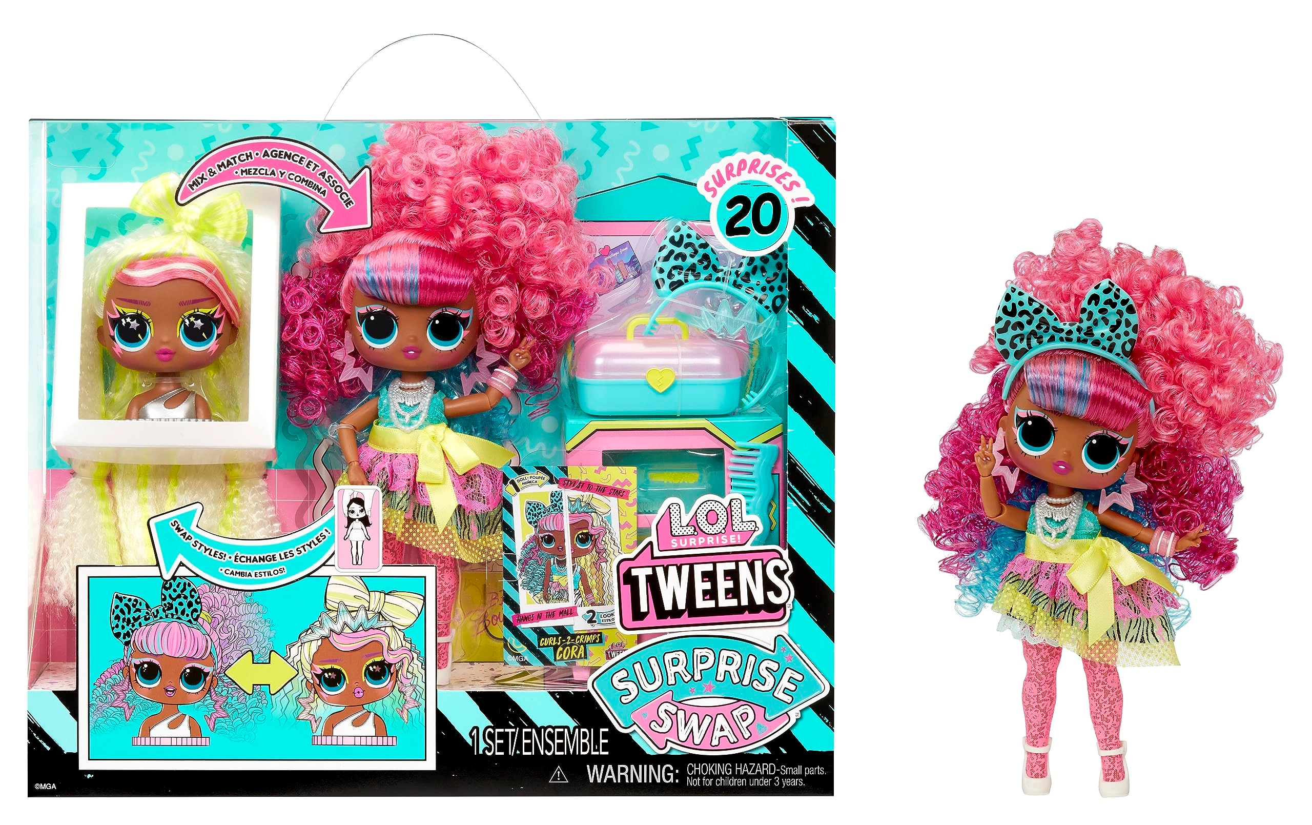 Cora Fashion Doll - Tweens Surprise Swap Curls-2-Crimps