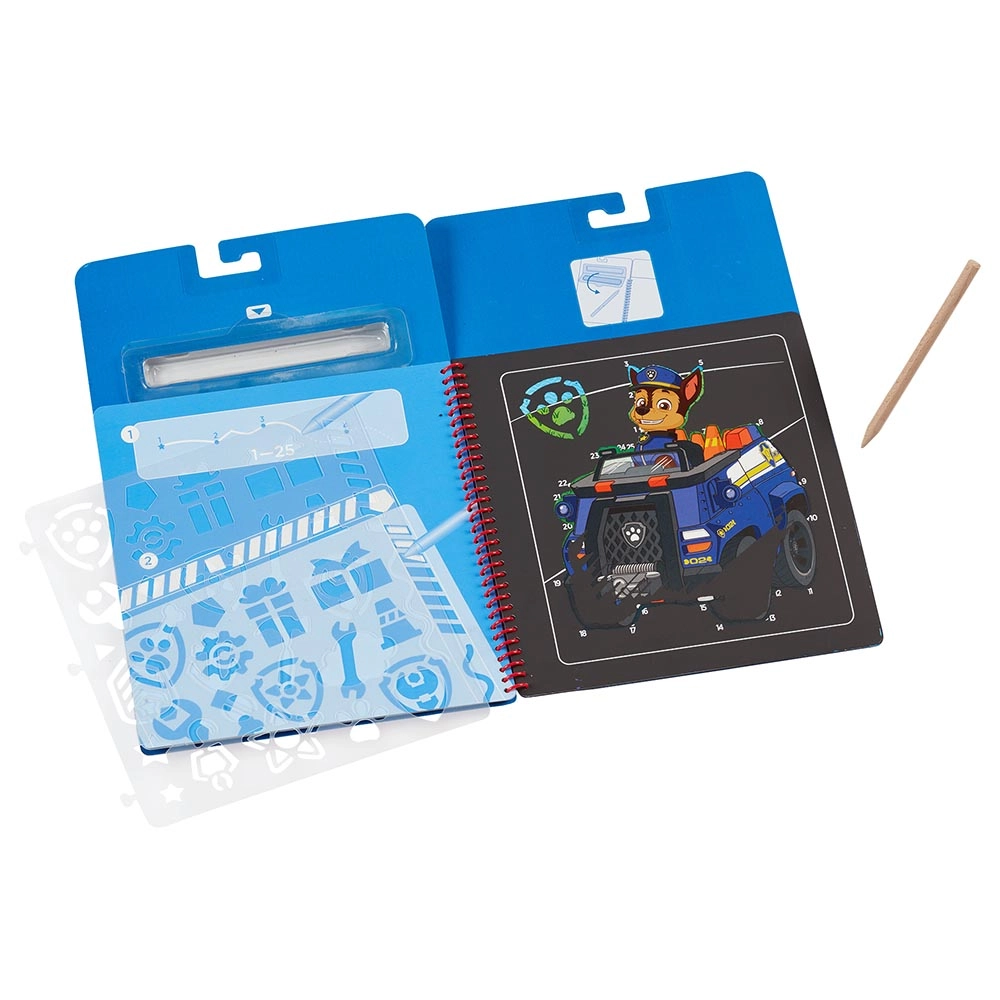 Paw Patrol Scratch Art Pad - 10 scenes wooden stylus