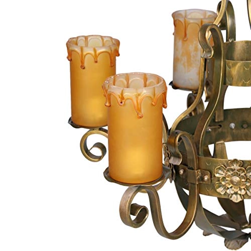 Dripping Candle Chandelier - 6 Lights Yellow and Gold