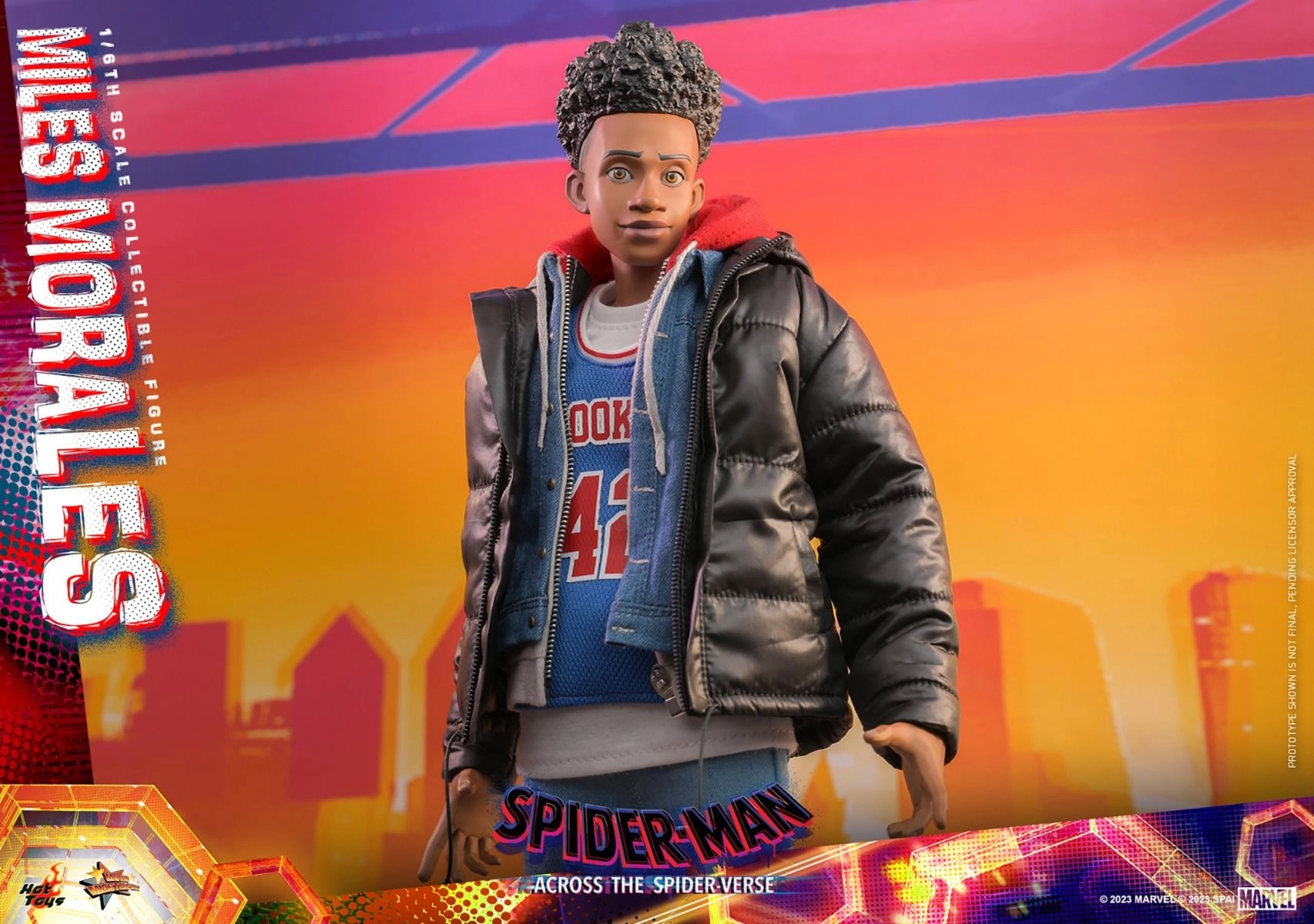 Miles G Morales - Spider-Man: Across the Spider-Verse Sixth Scale Action Figure - LED light-up Prowler gauntlets