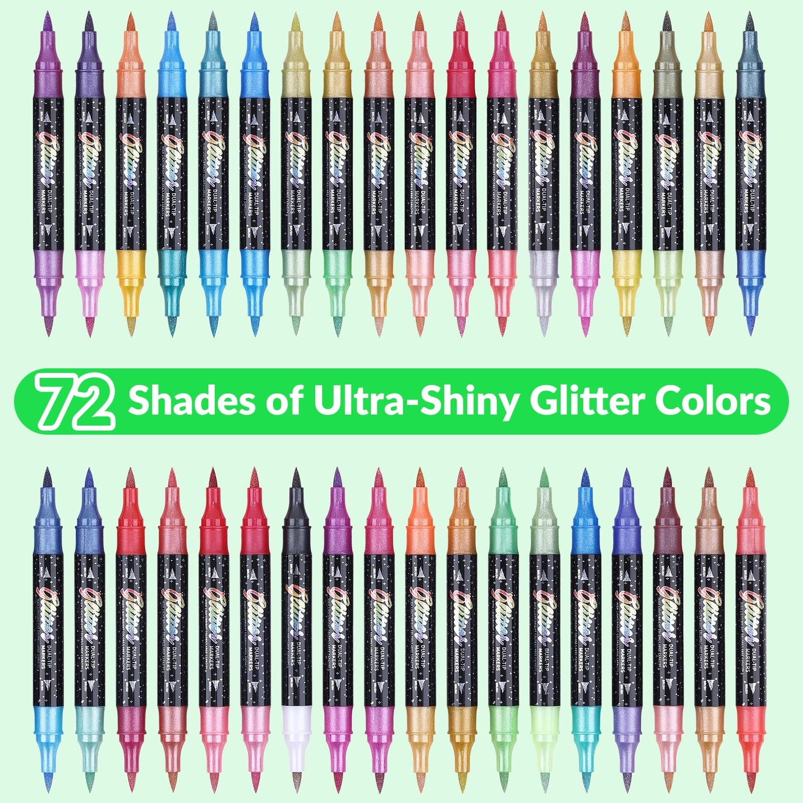 Glitter Brush Markers - Multicolor Dual-Tip