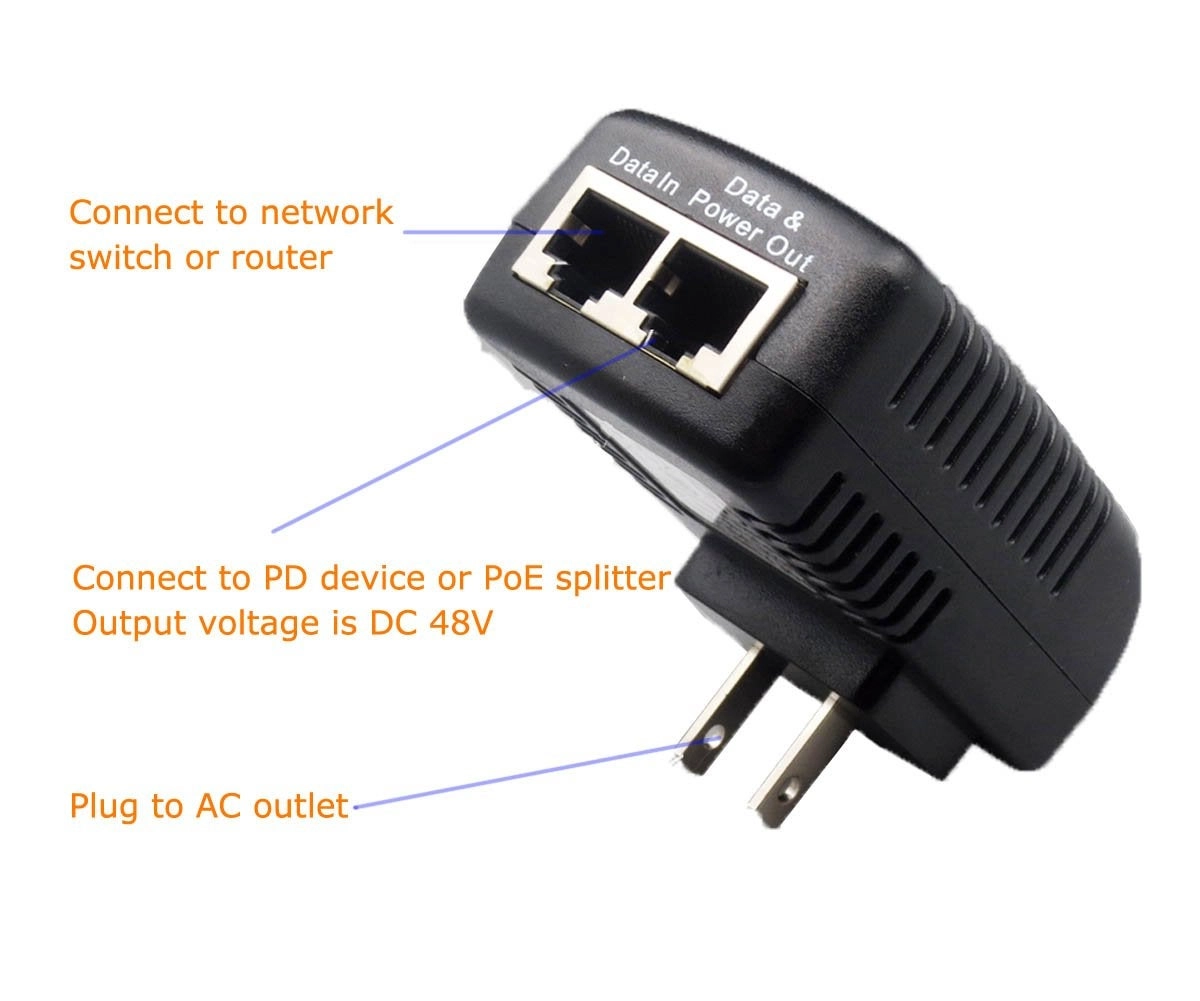 PoE Power Adapter - 48V 0.5A IEEE 802.3af 10/100Mbps Pack