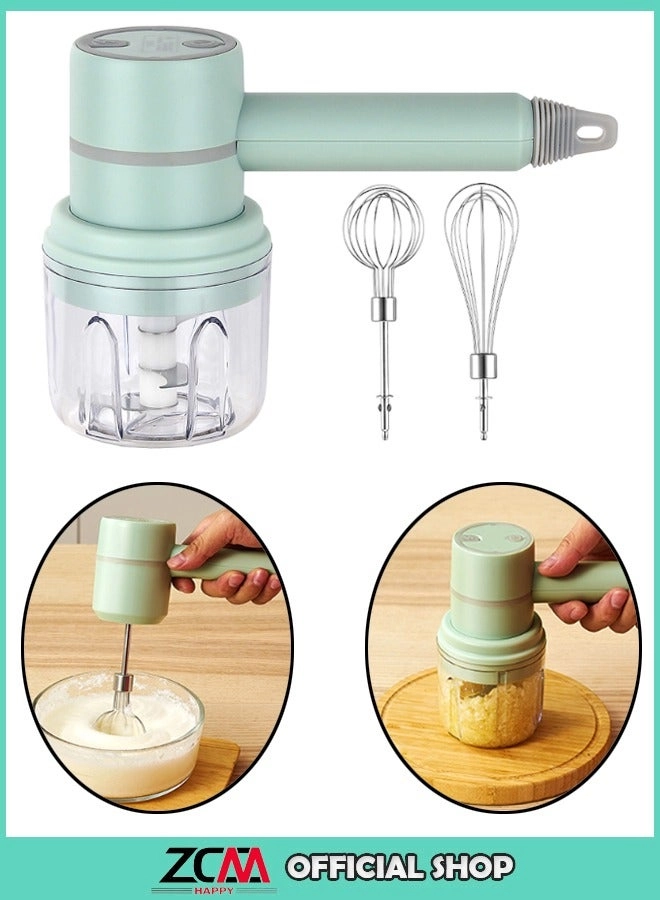 ZCM-HAPPY Wireless Electric Egg Beater and Handheld Meat Grinder - 250ml