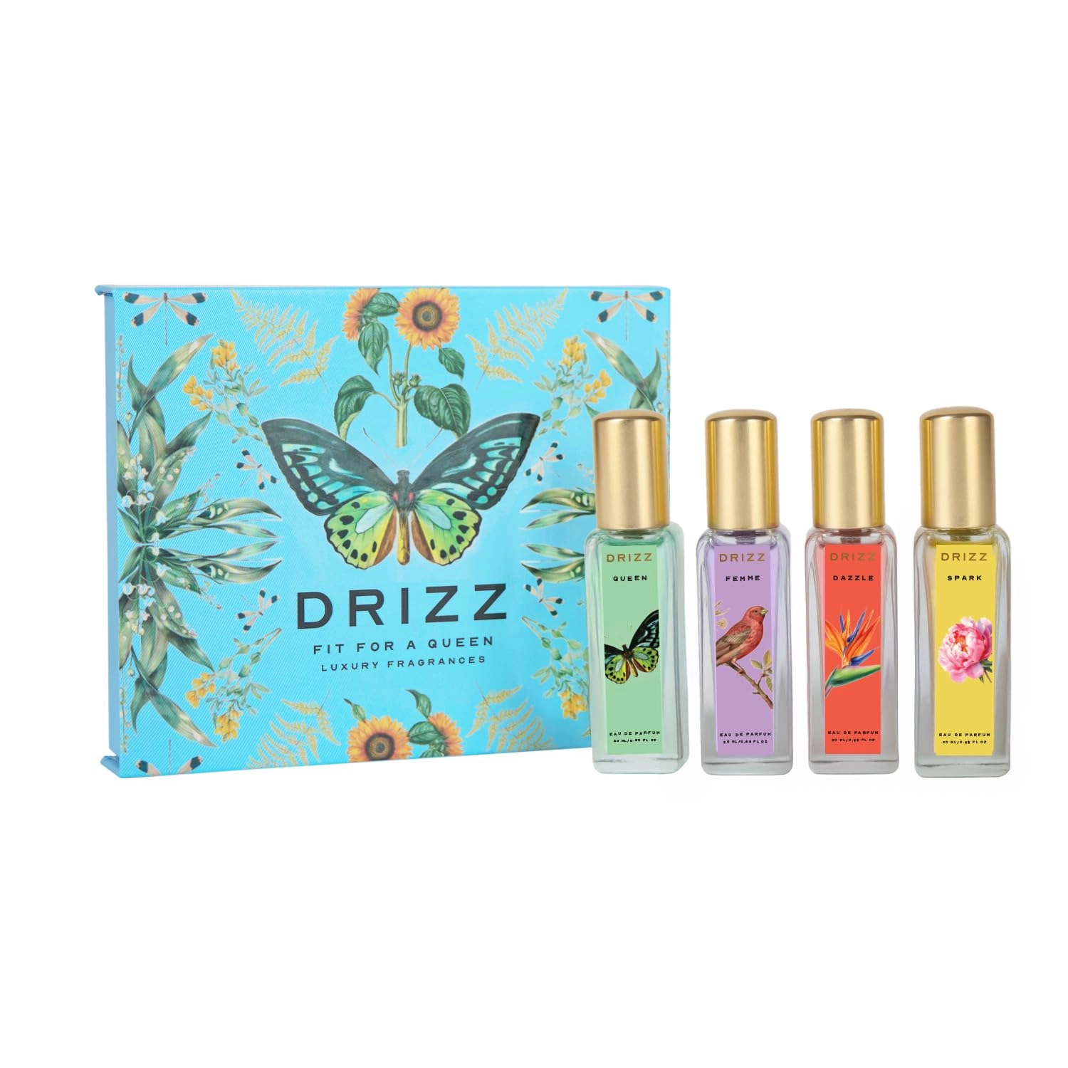 RIZZ Fragrances Pvt. Ltd. Queen + Femme + Spark + Dazzle - Floral 4x20ml