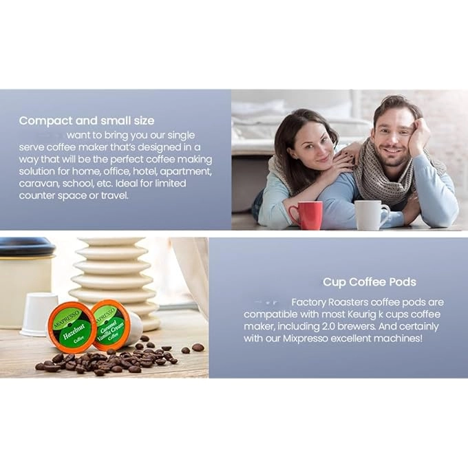 Single Cup Coffee Maker - Personal Single Serve Quick Brew One Touch