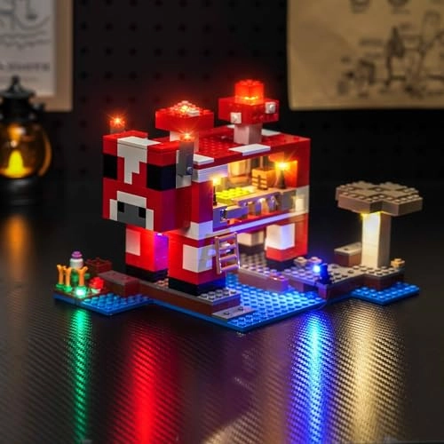 LED Lighting Compatible with The Mooshroom House 21270 - AAA batteries USB power