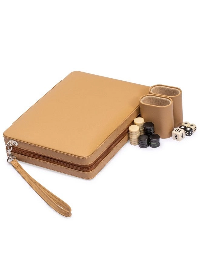 Backgammon Mini Game Set - Magnetic Travel Leatherette