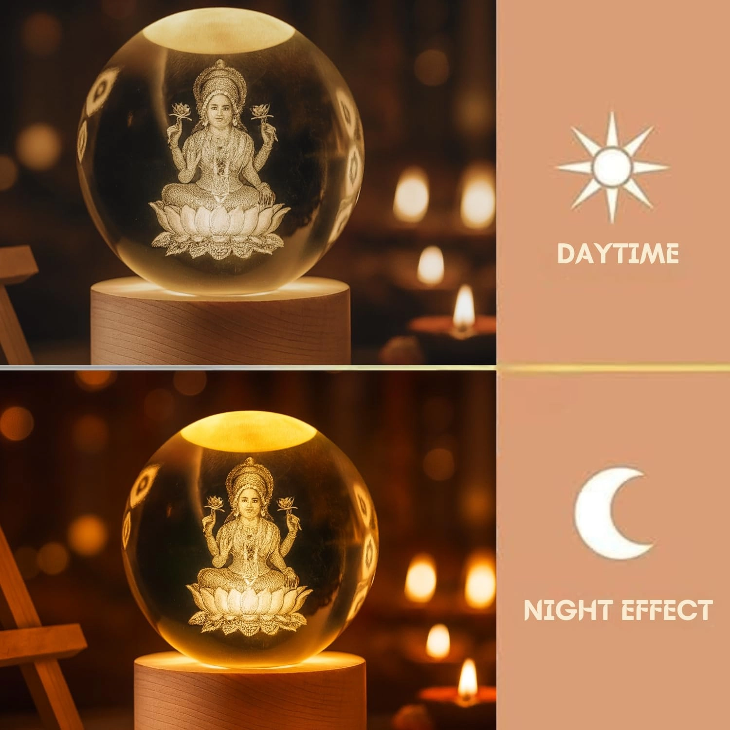 Laxmi Crystal Ball - USB-Powered Warm White LED
