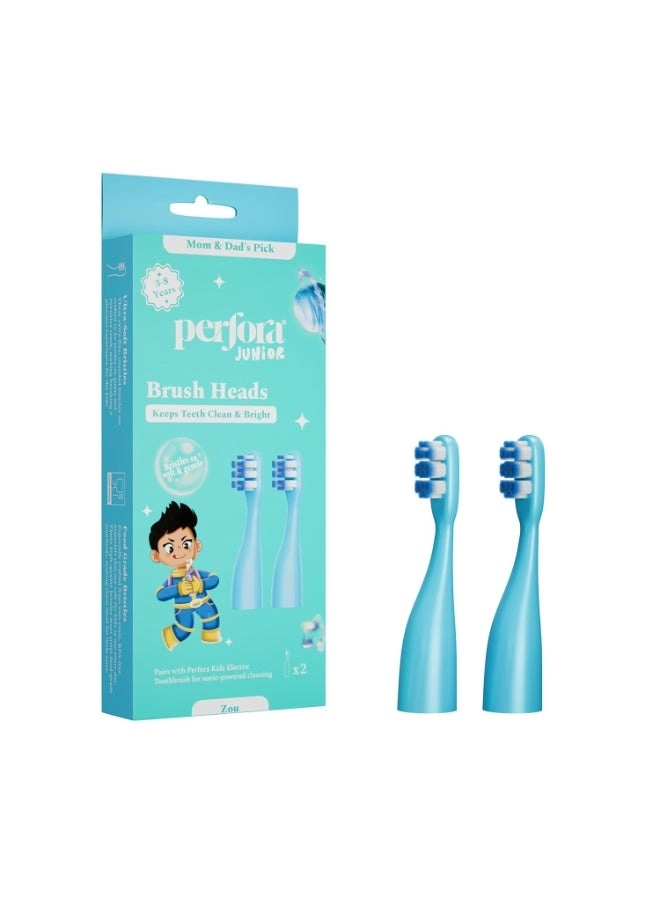 Perfora Replacement Brush Heads - Kids 3-8 Pack of 2 Ultra-Soft Nano Bristles
