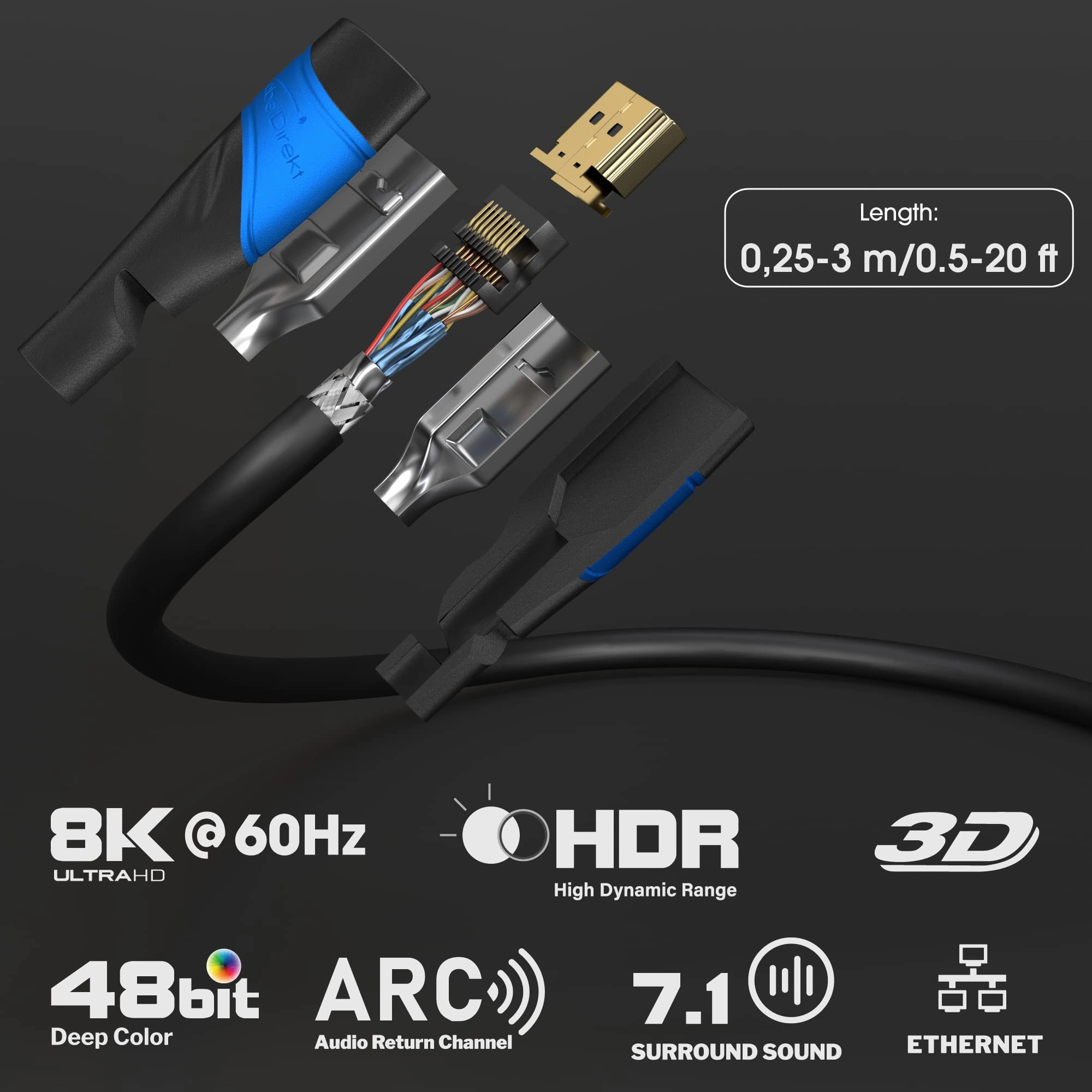 8K HDMI Cable 3m with Ethernet
