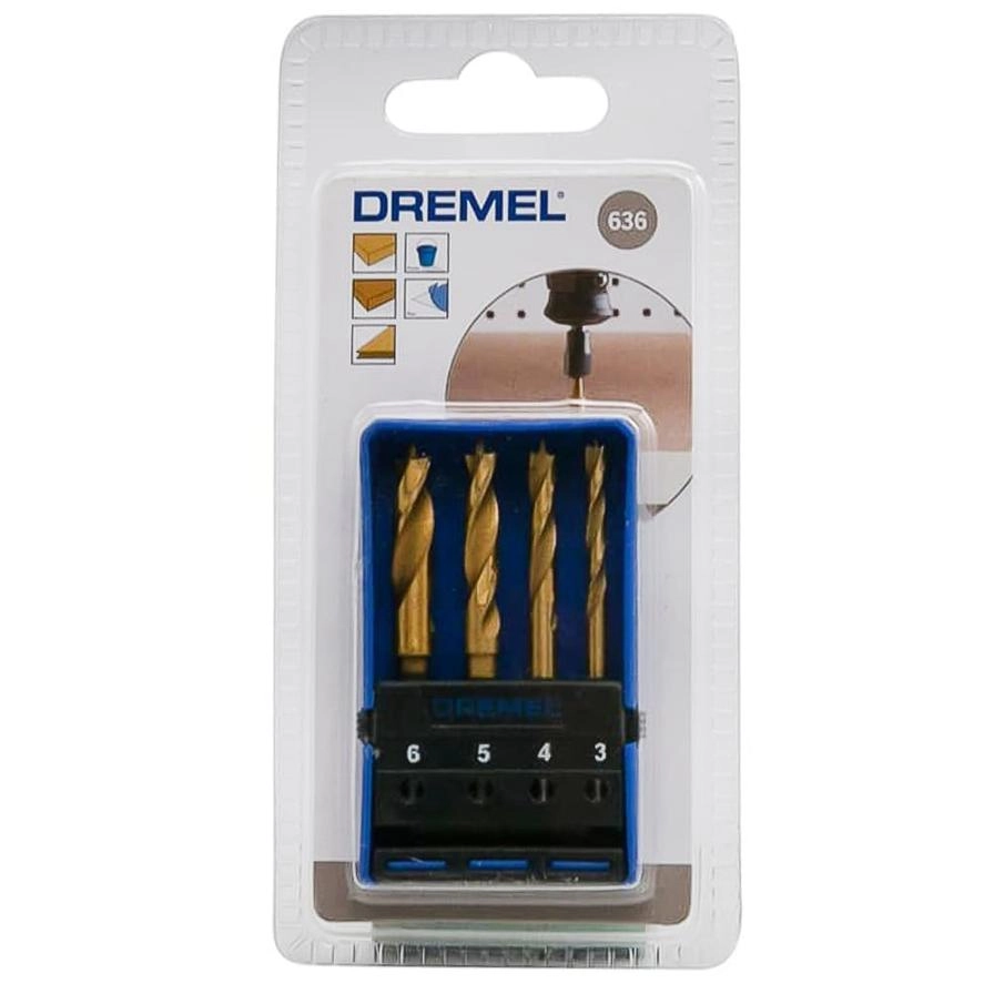 631 Brad Point Bits - Titanium coated 4 Pieces 1/8" 5/32" 3/16" 1/4"