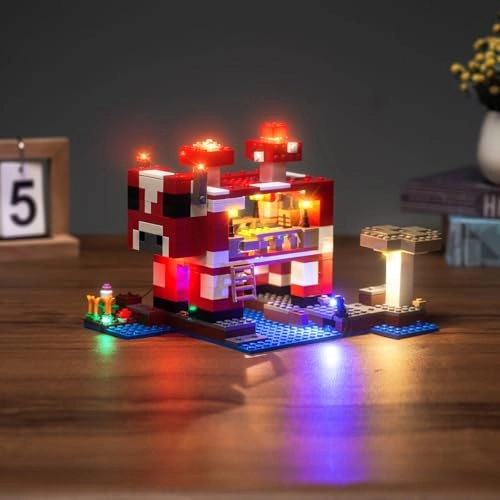 LED Lighting Compatible with The Mooshroom House 21270 - AAA batteries USB power