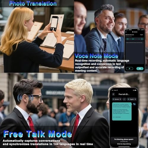 Ai Translator Smart Glasses - 164+ Language Translation AI Chat Deepseek R1 & Gemini-2.5