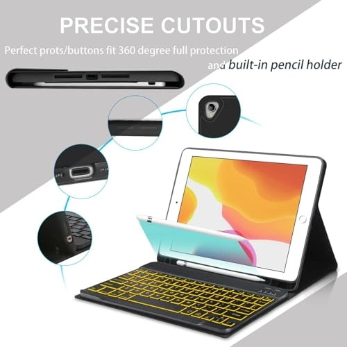 Keyboard Case with Pencil Holder for iPad 9th generation 10.2-inch
