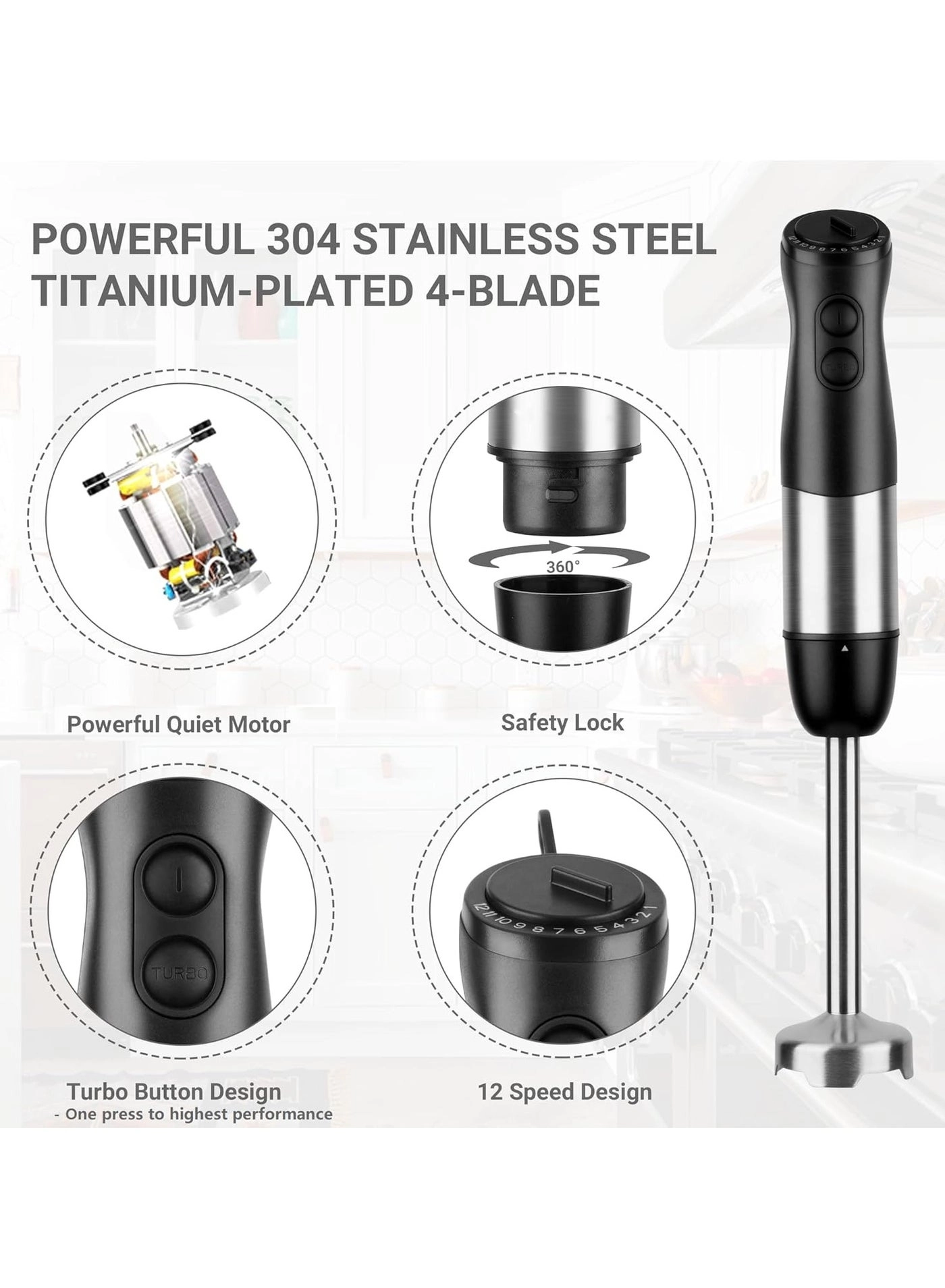 4-in-1 Hand Blender Set - Chopper Smoothie Cup