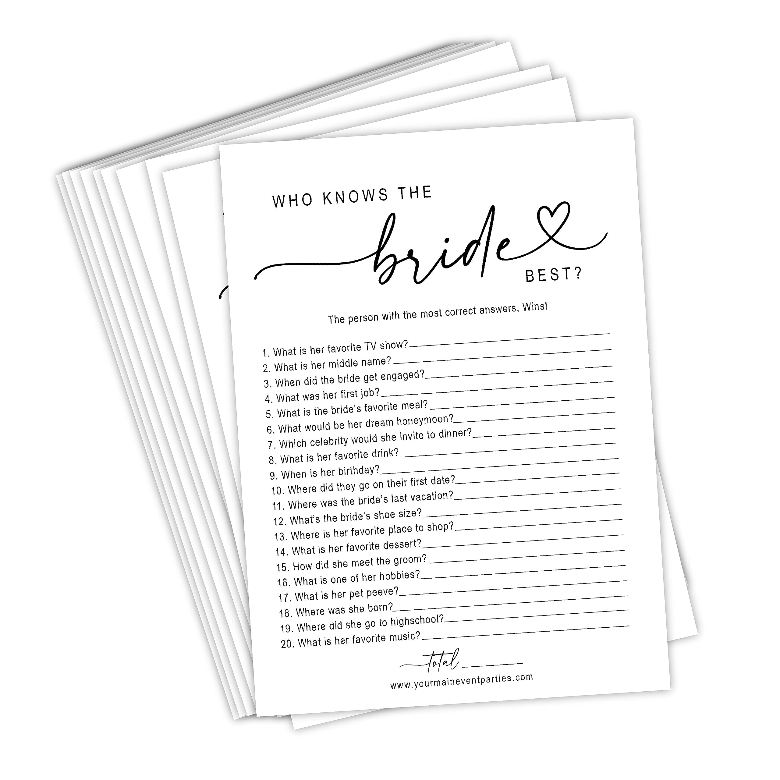 Your Main Event Prints Who Knows The Bride Best - 50 piece(s)