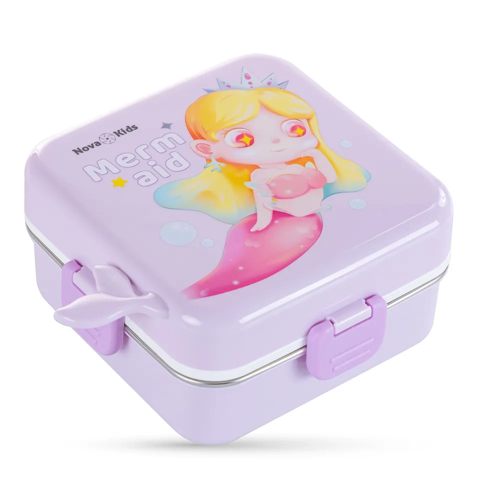 3 Compartment Bento Lunch Box - Mermaid Purple 1590ml