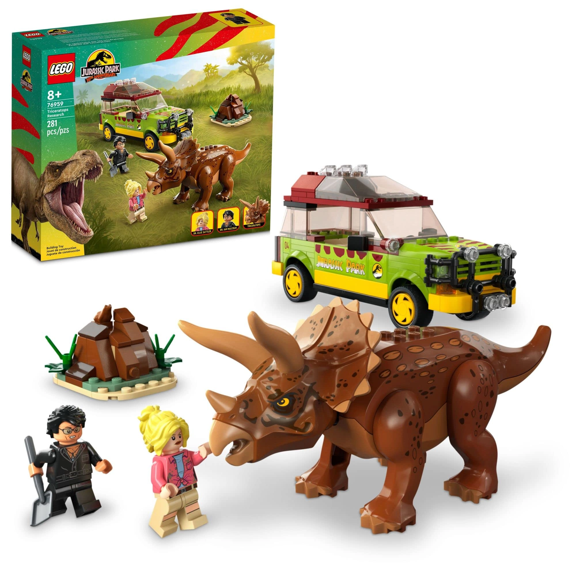 LEGO Jurassic World Triceratops Research (76959) - Ford Explorer Car Dino Figure