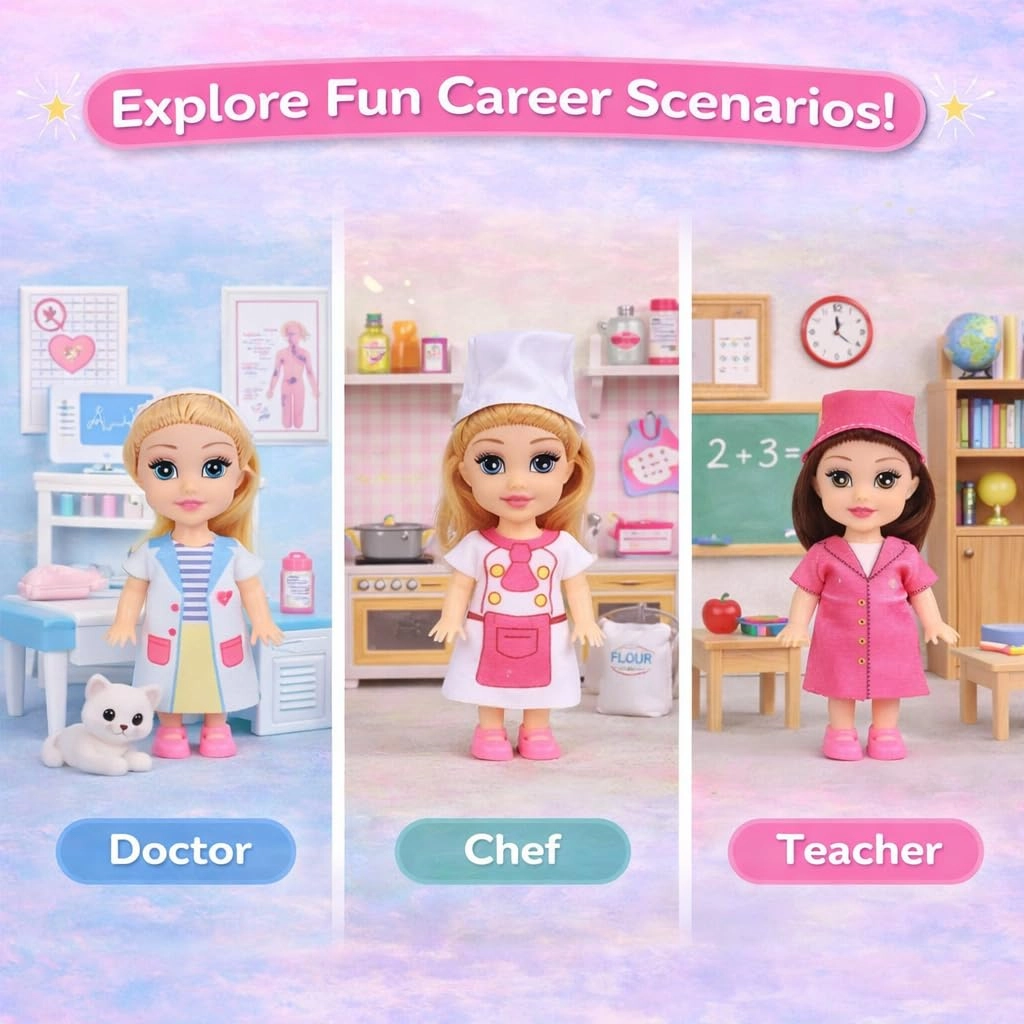 Little Career Toddler Dolls - with Dresses Chef Doctor Pilot